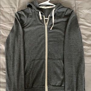Soft grey zip-up sweatshirt